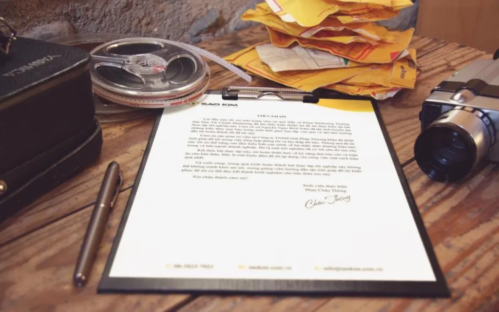 A signed official document on a desk