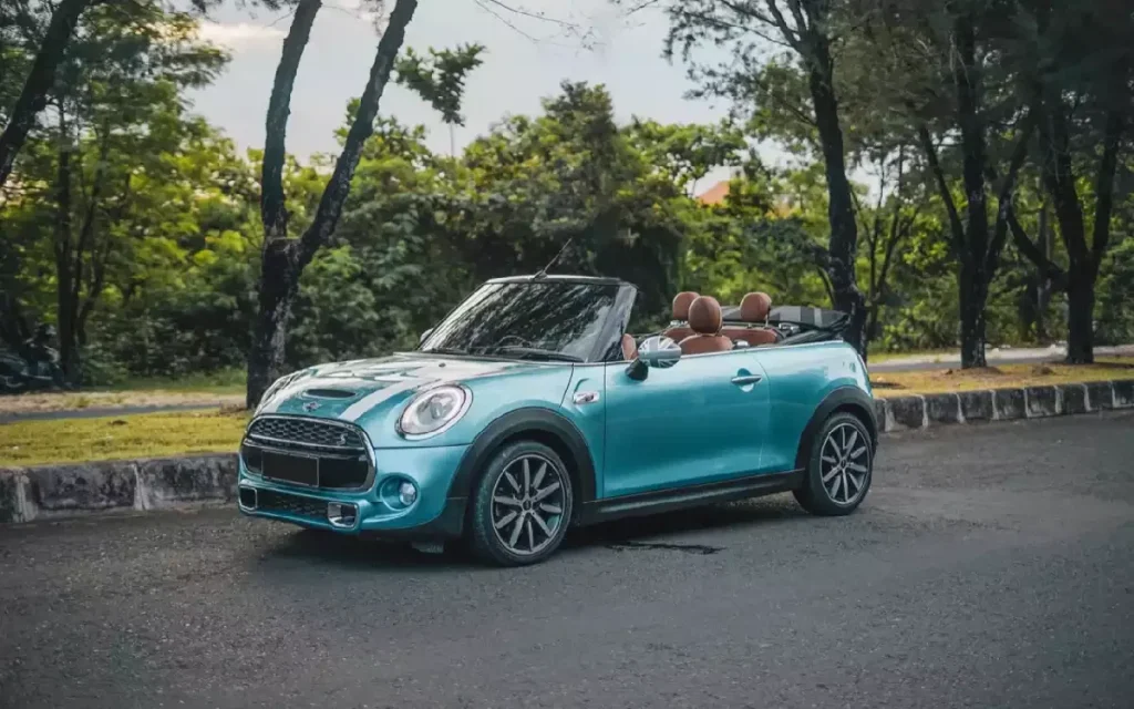 A compact hire car parked in Bali