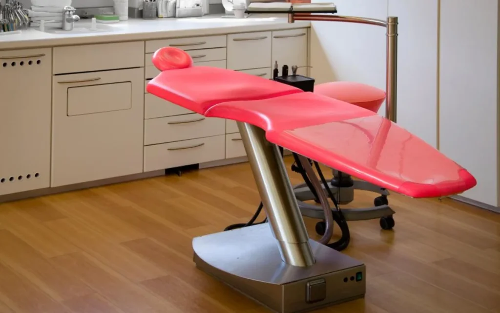 A treatment chair in a clinic room