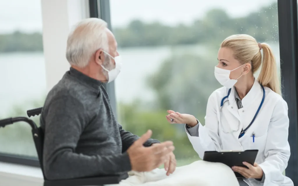 A doctor explaining a diagnosis to a patient