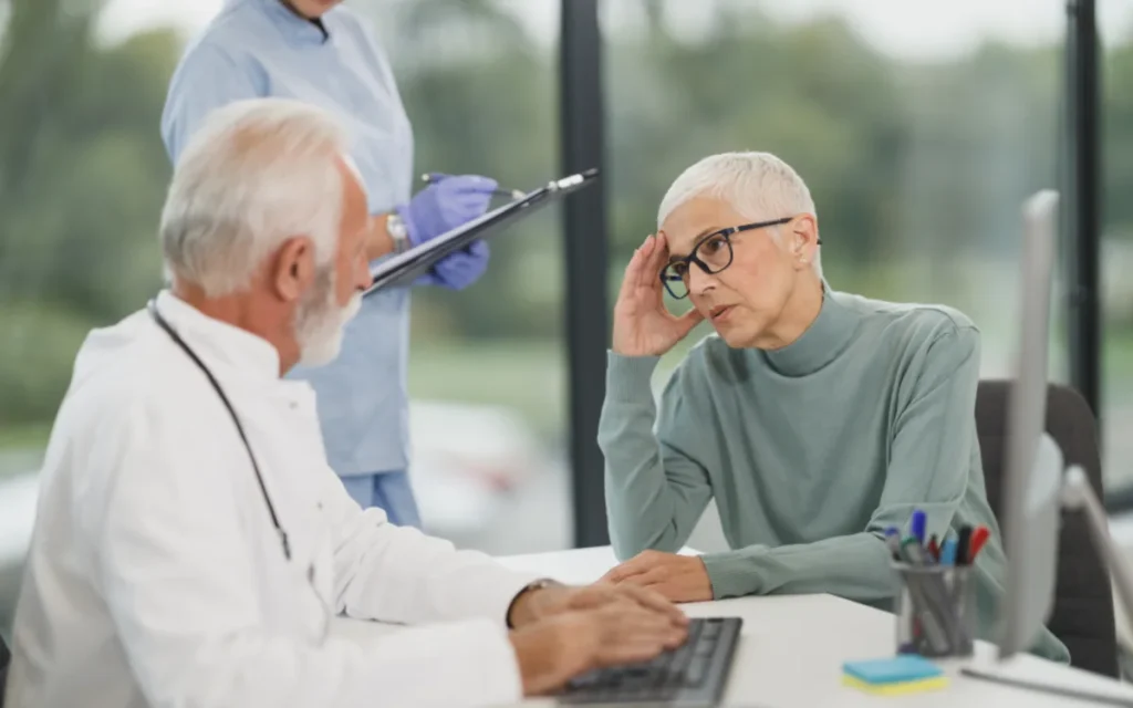 Doctor in discussion with a patient at a desk